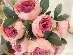 7-Head LIGHT PURPLE Peony Artificial Flower Bunch – Silk Bouquet with Fillers & Greenery for Home, Office, Bedroom & Living Room Vases
