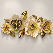 5ft Large Wall Decor, Stainless Steel Flower Wall Design, White, Gold and Shades of Black Wall Hanging for Living Room, Bedroom, Office, Entryway