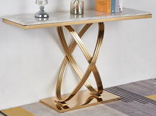 Luxury Gold Console Table with Marble Top | Modern Stainless-Steel Design