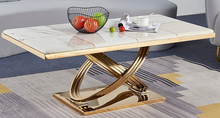 Modern Gold Coffee Table with White Marble Top | Luxury Stainless-Steel Design
