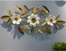 51" INCH Wall Décor Large Silver Metal Floral Wall Art with Tints of Silver Mirrors and White Flowers