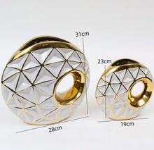 Vase Ceramic Centre Piece Gold Modern White Home Decor Tabletop Accessories, Available in Two Sizes