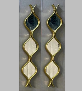 Mirror Water Drop Set of TWO Metal Geometrical Glass Handcrafted Decorative Modern Mirror in Gold