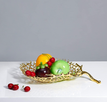 Metal Fruit Bowl Gold Copper Plated Branch Shape Centre Piece for Home Decor in Gold