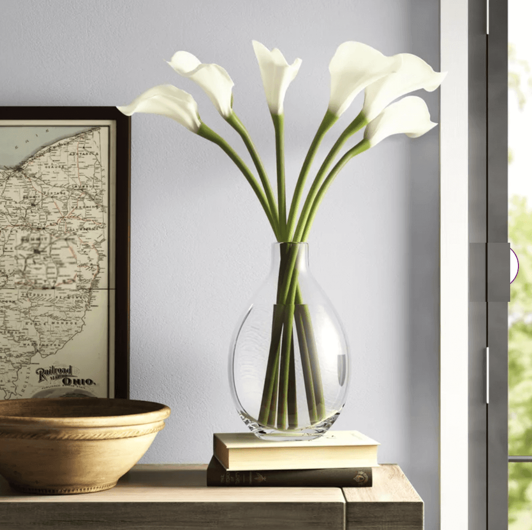 White Lily Flower Artificial PU Leather Real Touch Luxury Lily Stem in White Colour