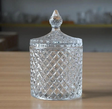 Glass Sugar Bowl Storage Crystal Candy Jar with Lid in Gold, Silver & Crystal Transparent Colour