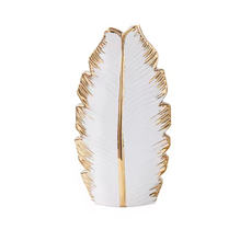 Vase Ceramic Large Centre Piece Gold Creative Leaf Vase Modern White and Gold Flower Pot Home Decor Tabletop Accessories