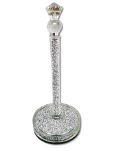 Handmade Sliver Paper Towel Roll Holder, Filled with Sparkly Crystal Crushed Diamonds for Kitchen/Bathroom Towel Tissue Roll Countertop