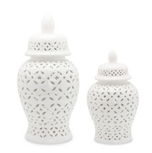 Ginger Jar 14” INCH Medium with Lid in White Ceramic Flower Vase for Living Room or Kitchen Decoration (ONE PIECE INCLUDED)