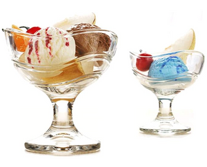 6-piece Set Ice-cream Dessert Bowls, Serving Glass Bowls Crystal Colour Classy Wave Cup