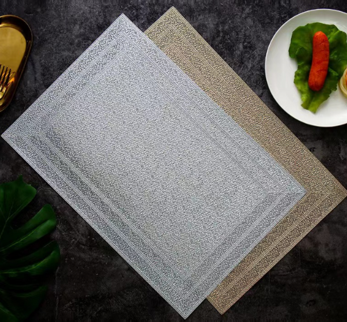 Placemats in Metallic Silver Rectangular for Dining Table Wedding Parties Accent Centrepiece