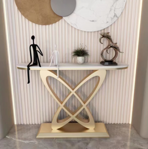 Console Table White Marble Top in Gold Entryway Table Golden Metal Modern Entrance Console Table