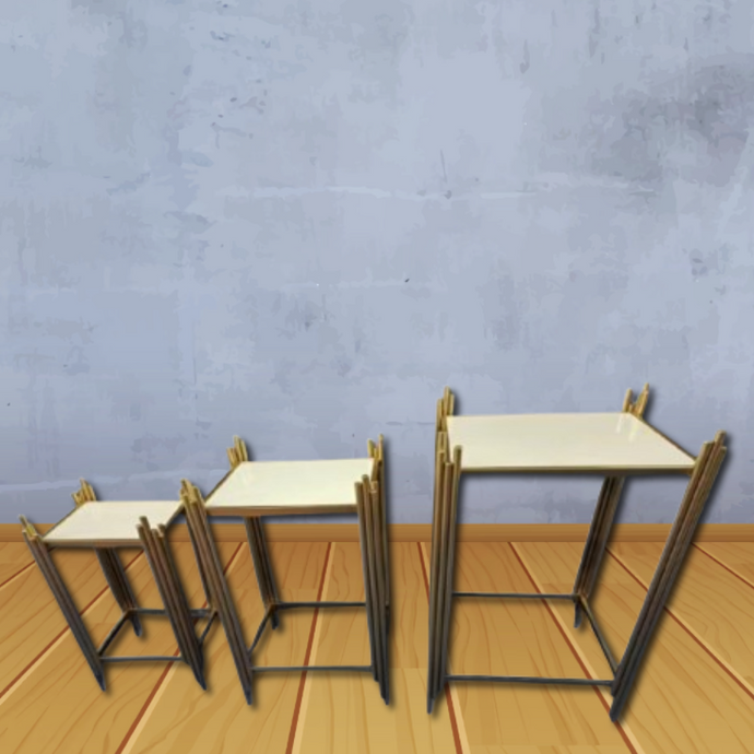 Side Tables White Mirror Golden End Tables Tables with Gold Metal Frame & White Tinted Square Mirror Glass Tables (ONE PIECE INCLUDED)