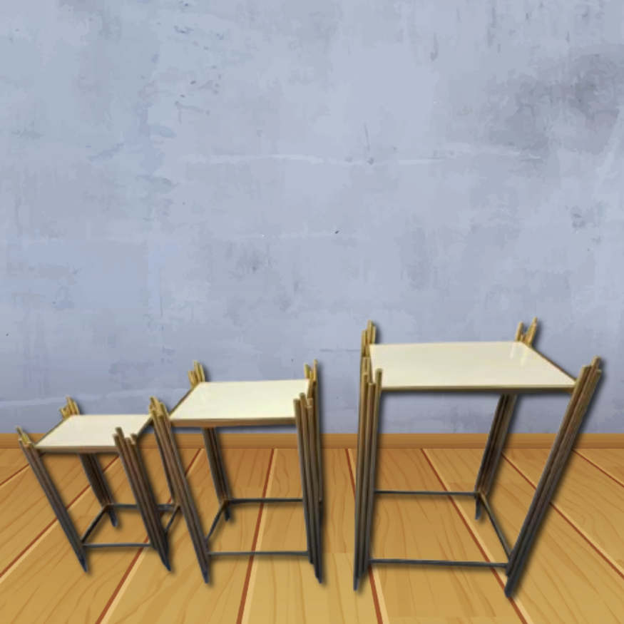 Side Tables White Mirror Golden End Tables Tables with Gold Metal Frame & White Tinted Square Mirror Glass Tables (ONE PIECE INCLUDED)