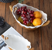 Fruit Basket Fruit Holder Ceramic Good-Capacity Fruit Bowl Fruit Plate Kitchen Dining Room Decoration Snack Serving Bowl