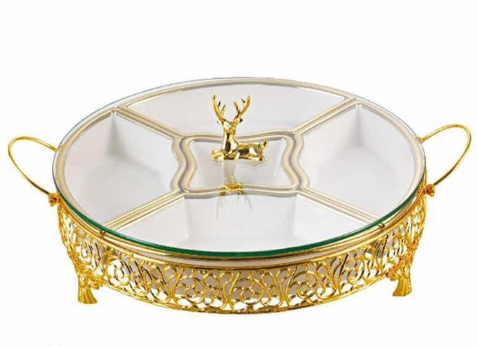 Fruit Plate Ceramic Dried Fruit Tray Snack Storage Box Living Room Candy Bowls Light Luxury with Lid Household Fruit Nut Snack Fruit Basket