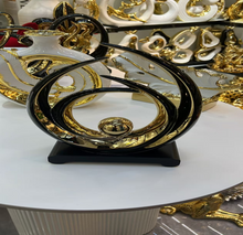 Black and Gold Abstract Sculpture – Modern Luxury Home Decor Accent, Elegant Tabletop Centrepiece for Living Room & Office