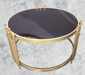 Coffee Table High Fashion Stainless Steel GOLD with BLACK OR TRANSPARENT Glass Double Layers Luxury Centre Table