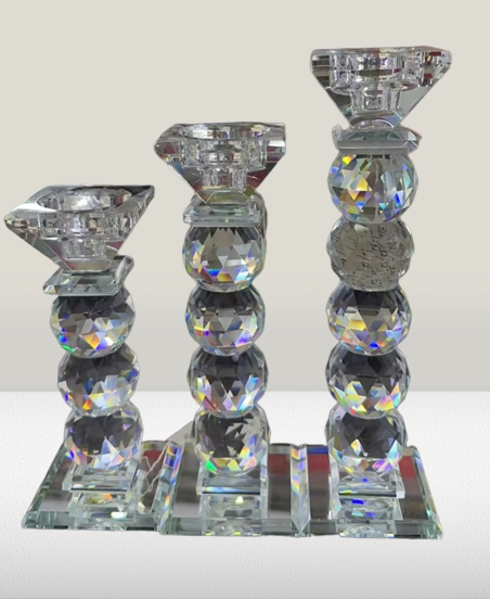 Candle Holders Set of Three Luxury Crystal Tea-light Holder Set 3-Pieces