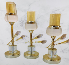Candle Holder Luxury Crystal Decorated for Tabletop in Gold (ONE PIECE INCLUDED - Select Size Below)