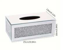 Crystal Tissue Box Glass Luxury Tissue Holder Living Room/ Office/ Bedroom Decorative Storage Box in Gold OR Silver