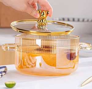 Glass Pot, Heat-Resistant Glass Pan, Saucepan, Glass Pot with Lid For Pasta, Noodle, Soup, Milk, Baby Food, Kitchenware, Cookware