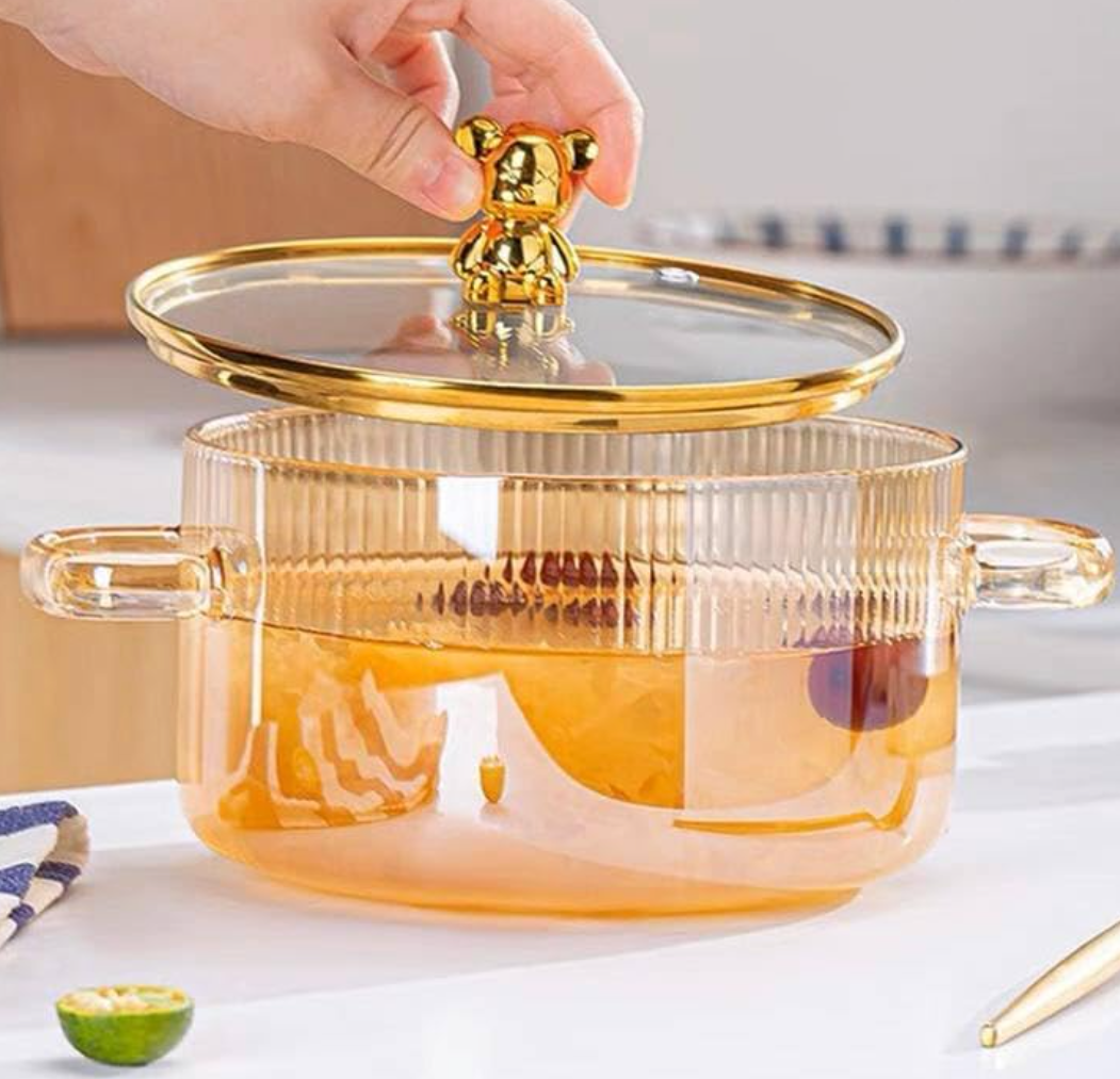 Glass Pot, Heat-Resistant Glass Pan, Saucepan, Glass Pot with Lid For Pasta, Noodle, Soup, Milk, Baby Food, Kitchenware, Cookware