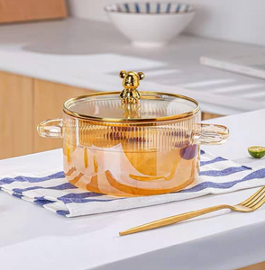 Glass Pot, Heat-Resistant Glass Pan, Saucepan, Glass Pot with Lid For Pasta, Noodle, Soup, Milk, Baby Food, Kitchenware, Cookware