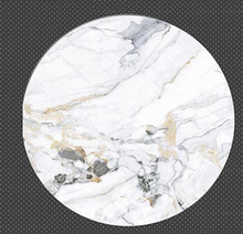 Set of 3 Marble Nesting Tables with White & Grey Marble Tops | Luxury Gold Stainless-Steel Design