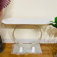 Console Table White Marble Top in Silver Entryway Table Silver Metal Modern Entrance Console Table