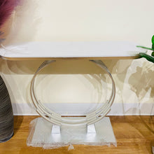 Console Table White Marble Top in Silver Entryway Table Silver Metal Modern Entrance Console Table