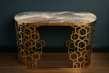 Modern Gold Console Table with Black Marble Top | Stainless-Steel Luxury Design