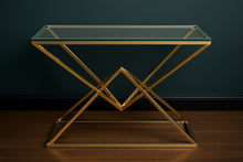 Modern Gold Console Table with Glass Top | Luxury Stainless-Steel Design