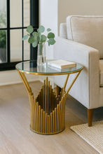Round Gold Side Table with Glass Top | Luxury Stainless-Steel Base Design