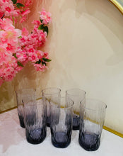 6-piece Set Glasses Drinking Cups Everyday Use Clear Heavy Glass Juice Cups Crystal Colour with Purple Glass Set of SIX