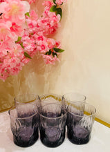 6-piece Set Glasses Drinking Cups Everyday Use Clear Heavy Glass Juice Cups Crystal Colour with Purple Glass Set of SIX