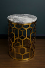 Modern Gold Side Table with Black Glass Top | Luxury Stainless-Steel Accent Table