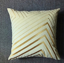Pillow Case Cushion Cover Throw with Pillow Insert in OFFWHITE and GOLD Color - Set of 2 with Zipper