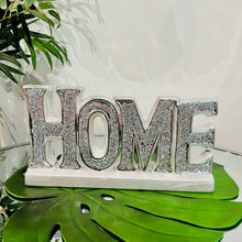 HOME Letter Sign Centre Piece in Gold/Silver Ceramic for Table Top with Crushed Crystals