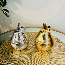 Pear Ceramic with Lid Jar Small Storage Centre Piece in Gold OR Silver