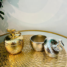 Apple Ceramic with Lid Jar Small Storage Centre Piece in Gold OR Silver