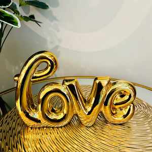 LOVE Letter Sign Centre Piece in Gold Metal for Table Top