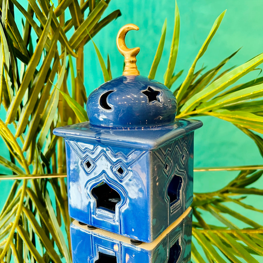 Lantern Blue Centrepiece for Wedding Decor Event Organizing Holiday Home Decoration