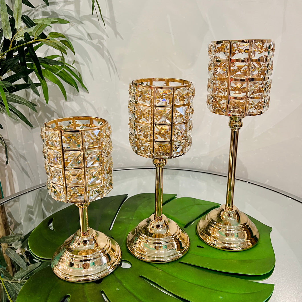 Candle Holder Nickel Tabletop Decorated in Gold