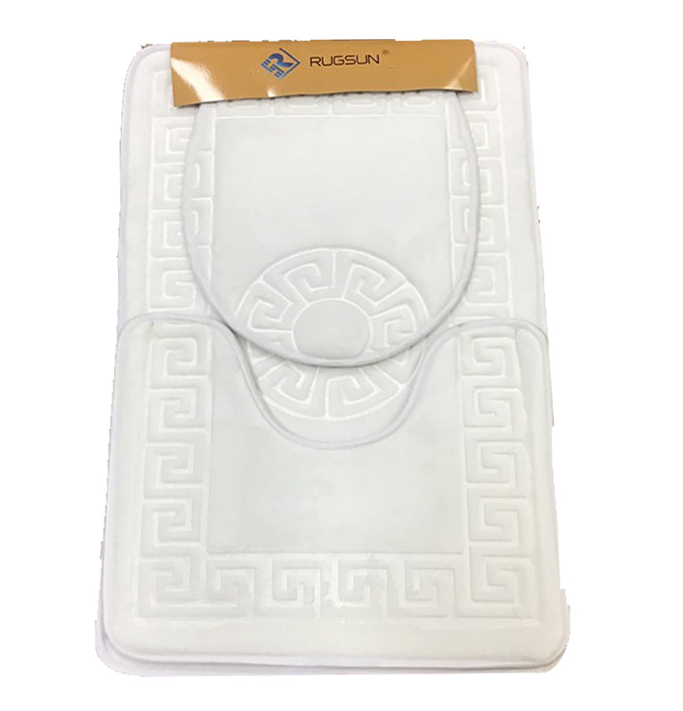 Bathroom Mat 3 Piece Bath Rug Set Luxurious in White From Papiyona RugSun