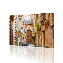 High Quality Art Print on Stretched Canvas of Italy Street in colors
