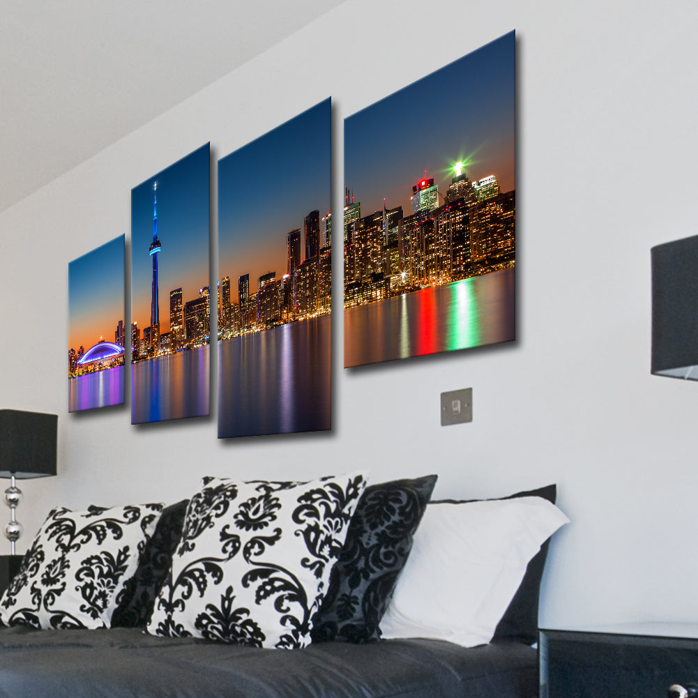 Huge High Quality Art Print on Stretched Canvas of Toronto Skyline in Group. 5 Panel