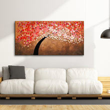 Handmade Oil Painting of Pink Tree on Stretched Canvas