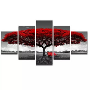 Huge High Quality Art Print on Stretched Canvas of Huge Red Tree in Group