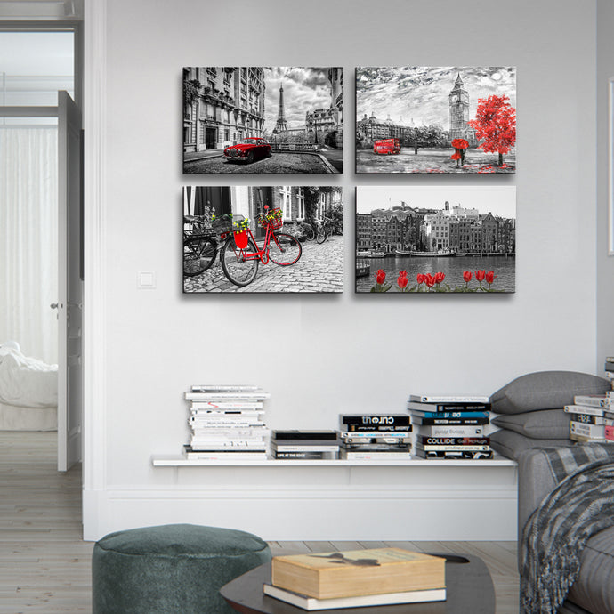 High Quality Art Print on Stretched Canvas of Four Pictures in Group